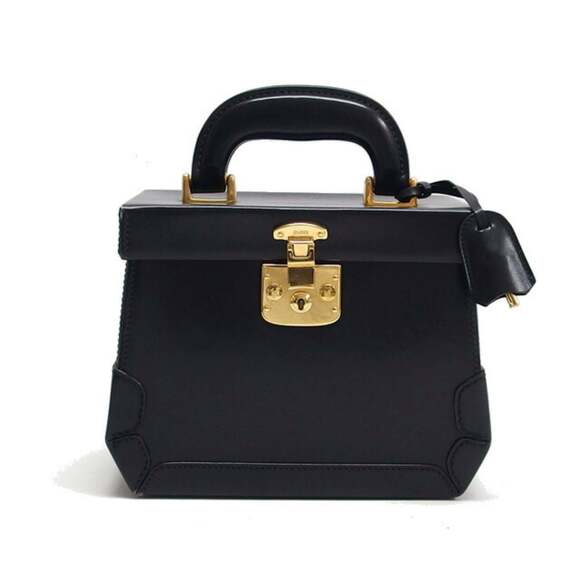 Gucci Handbags - GUCCI Black Leather Vanity Bag